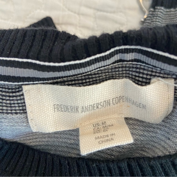 FREDERIK ANDERSON COPENHAGEN Striped Crewneck Pullover Cotton Sweater Medium - Picture 3 of 4